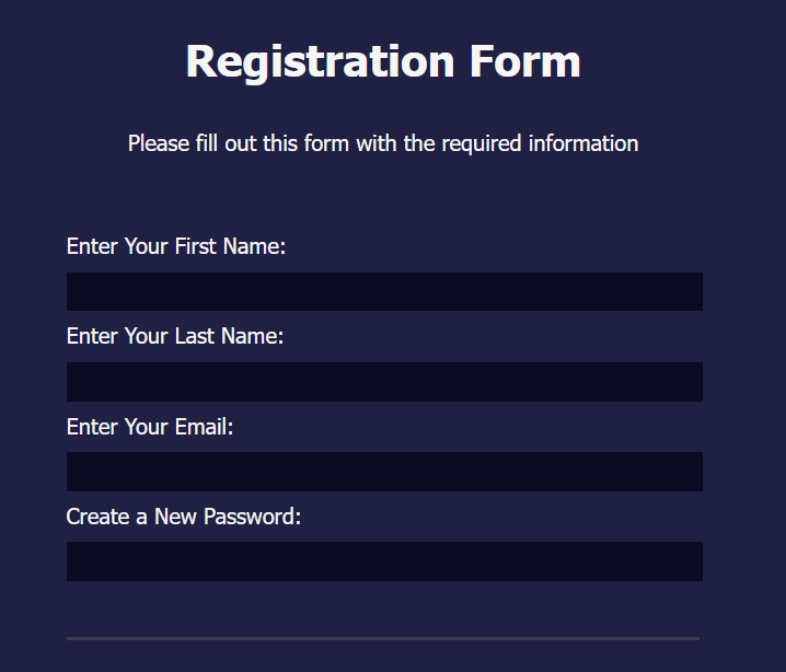 Registration form
